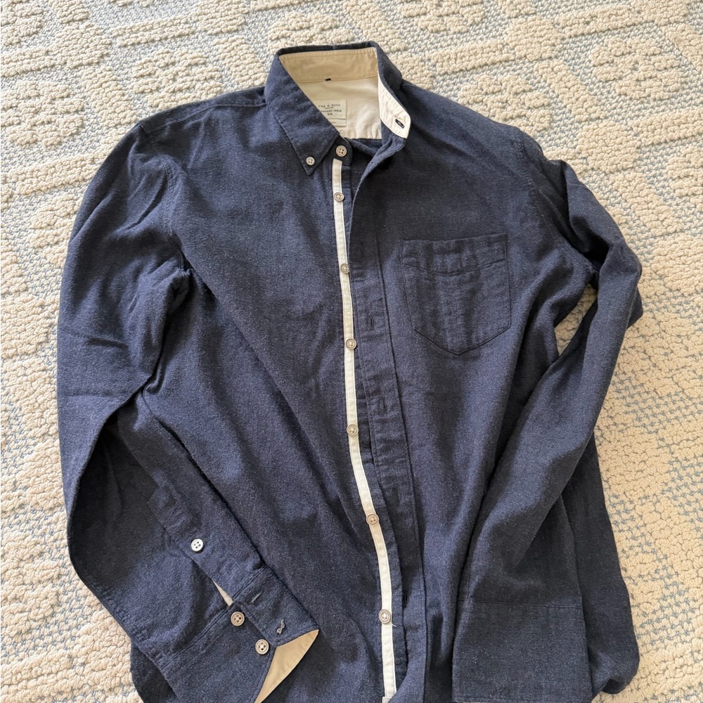 Rag & Bone Dark Blue Shirt with Light Trim